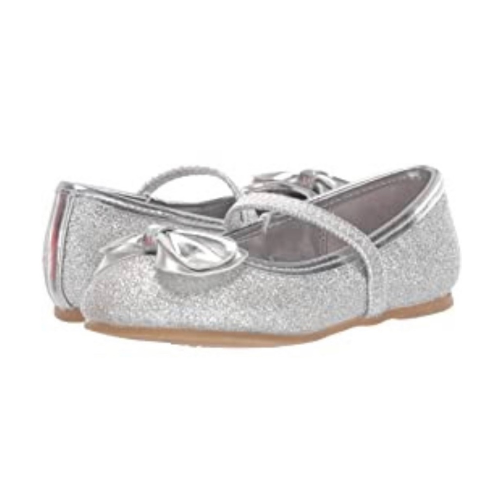 Nina kids silver dressy shoes with bows